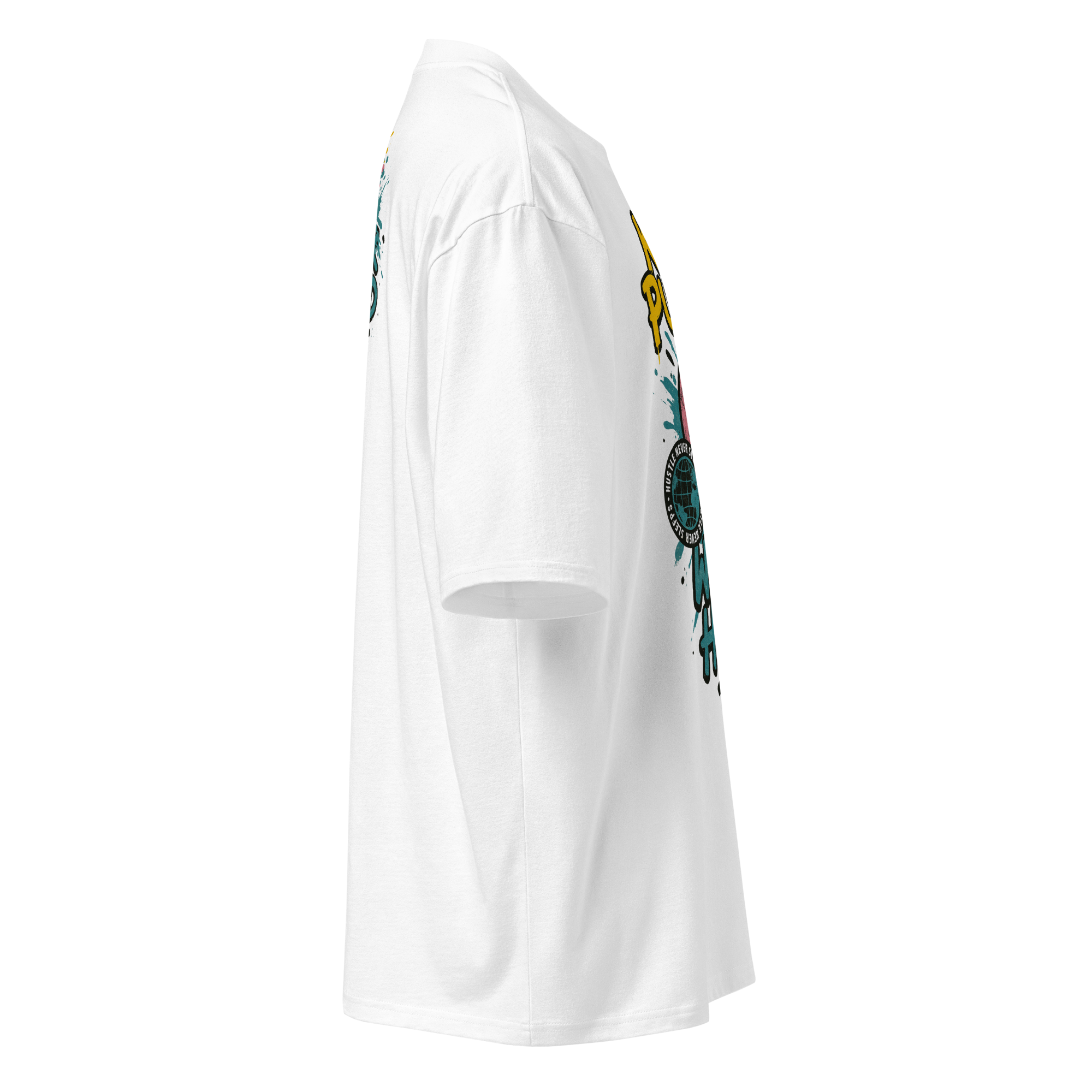 TSHIRT BRESOM - (OVERSIZE) Smiley BRESOM workhard - Fantome - Coté Droit