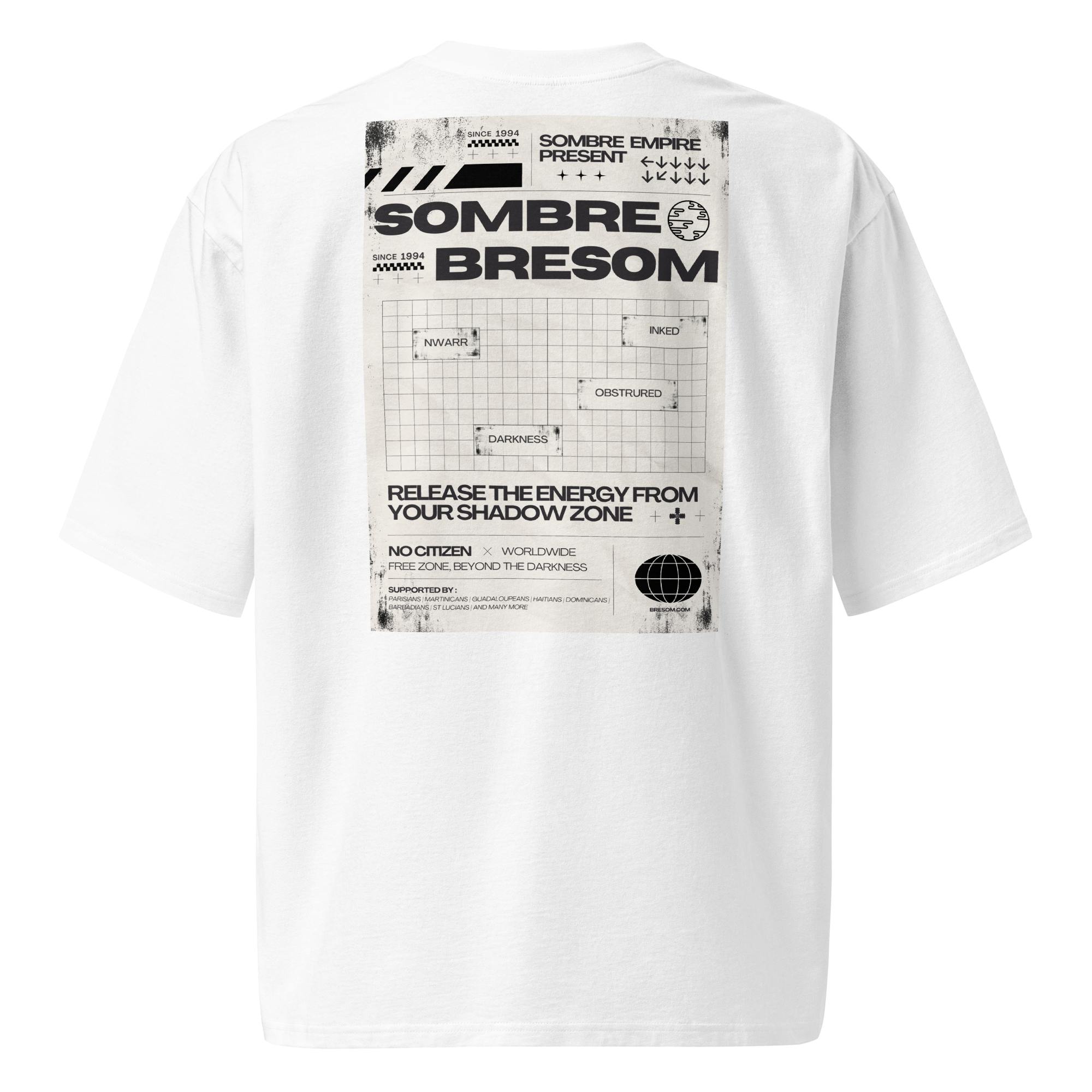 TSHIRT BRESOM - (OVERSIZE) Street sombre bresom code grille modrn - fantome - aRRIERE