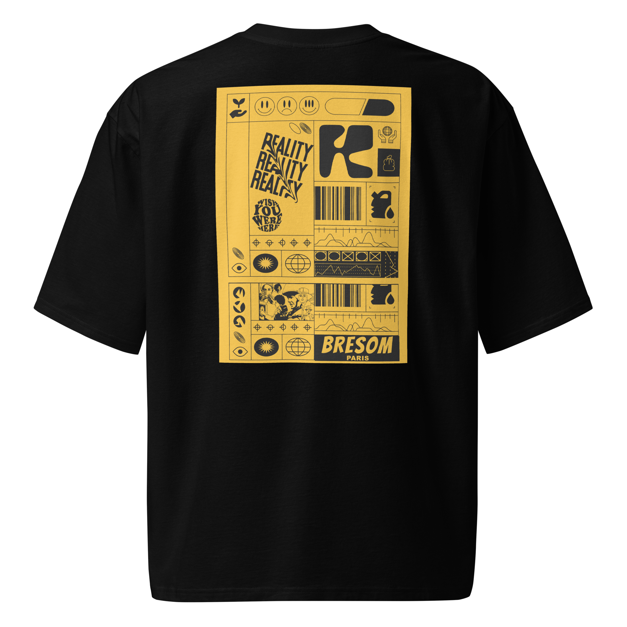 TSHIRT oversized BRESOM - Black n Yellow - Fantome - Arriere